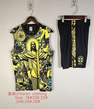 Debardeur enfant édition spéciale Bresil+short jaune noir 2025-2026