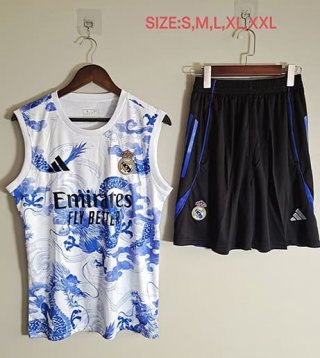 Debardeur Real Madrid+short blanc bleu noir 2025-2026