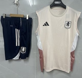Ensemble debardeur Aston Villa 2025-2026 beige noir