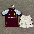 Maillot de football enfant Aston Villa domicile 2025-2026 rouge bleu blanc