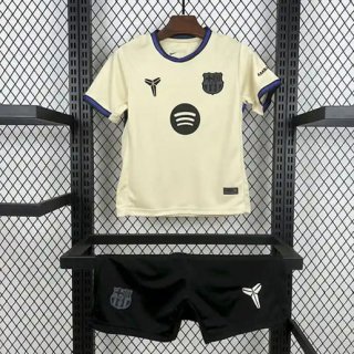 Maillot de football enfant Barcelone extérieur 2025-26 Beige noir