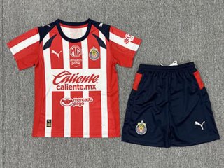 Maillot de football enfant Chivas domicile 2025-2026 rouge blanc noir