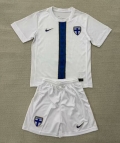 Maillot de football enfant Finlande domicile 2025-26 blanc bleu