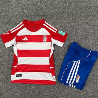 Maillot de football enfant Granada domicile 2025 26 rouge blanc bleu