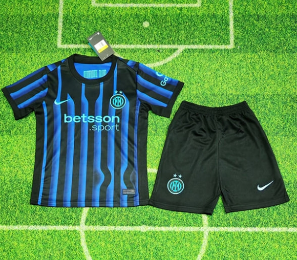 Maillot de football enfant Inter Milan domicile 2025-2026 bleu noir