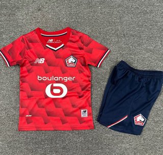 Maillot de football enfant LOSC Lille domicile 2025-26 rouge bleu