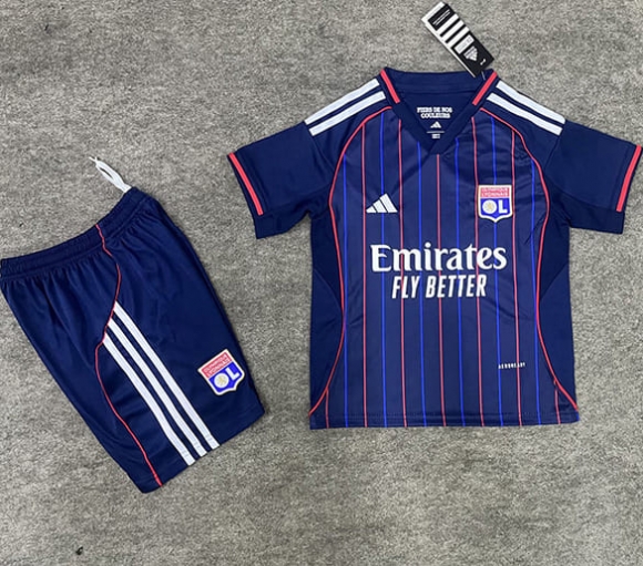 Maillot de football enfant Lyon extérieur 2025-2026 bleu