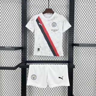 Maillot de football enfant Manchester City 2025 blanc rouge bleu