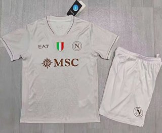 Maillot de football enfant Napoli extérieur 2025-2026 blanc Brun