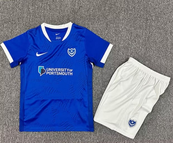 Maillot de football enfant Portsmouth domicile 2025-2026 bleu blanc
