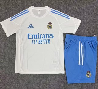 Maillot de football enfant Real Madrid 2025-26 blanc bleu