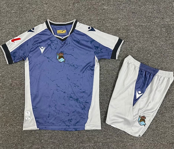 Maillot de football enfant Real Sociedad extérieur 2025-2026 bleu blanc