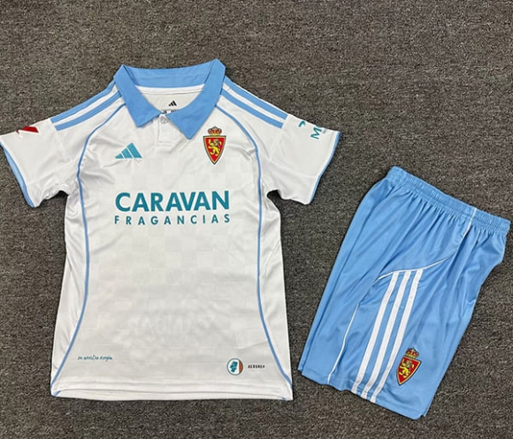 Maillot de football enfant Real Zaragoza domicile 2025-26 blanc bleu