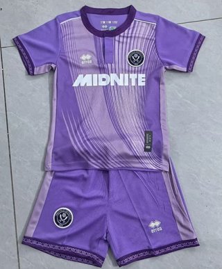 Maillot de football enfant Sheffield United third 2025-2026 violet blanc