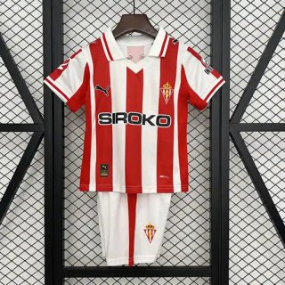 Maillot de football enfant Sporting Gijon domicile 2025/2026 rouge blanc