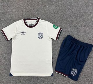 Maillot de football enfant West Ham United extérieur 2025-2026 blanc bleu