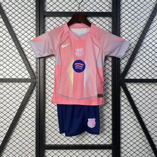 Maillot edition speciale enfant Barcelone rose bleu 2025-26