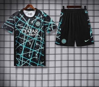 Maillot enfant training Inter Milan+short noir vert 2025-2026