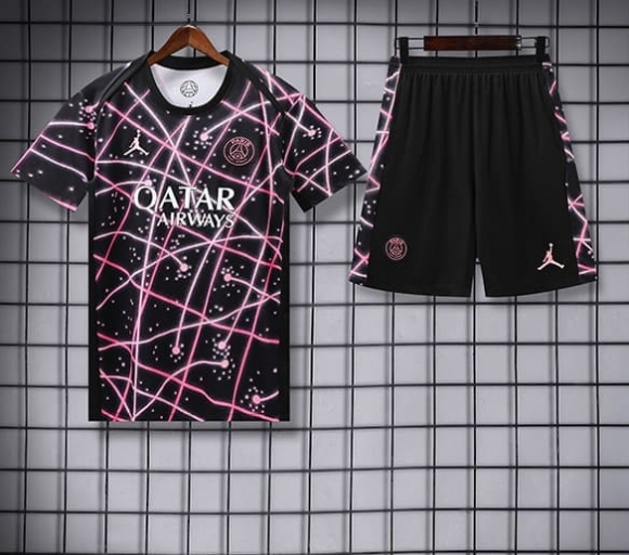 Maillot enfant training PSG+short noir rose 2025-2026