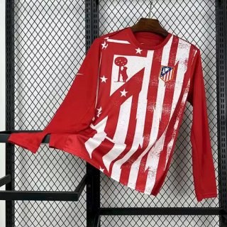 Maillot manches longues training Atletico Madrid 2025-26 rouge blanc