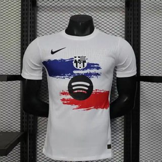 Maillot match edition speciale Barcelone 2025-26 blanc bleu rouge