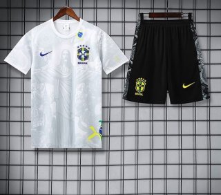Maillot training Bresil+short blanc noir 2025-2026