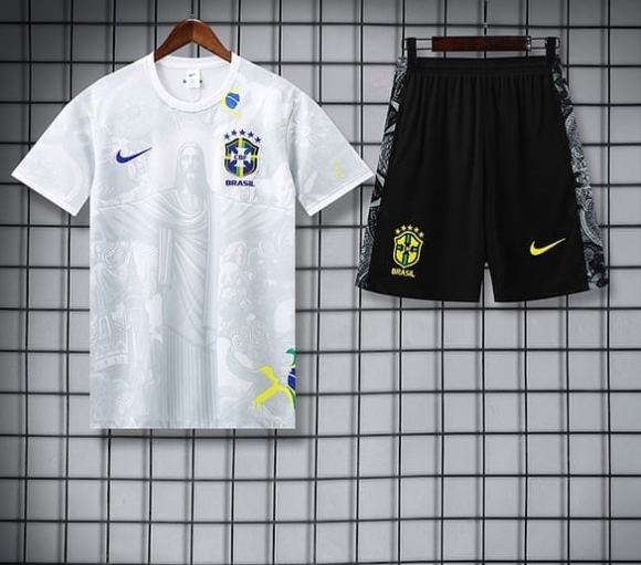 Maillot training Bresil+short blanc noir 2025-2026