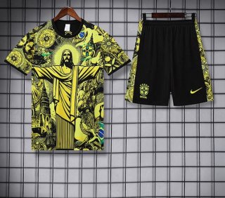 Maillot training édition spéciale Bresil+short jaune noir 2025-2026