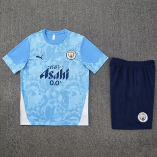 Maillot Training Manchester City+Short 2025-26 Bleu blanc