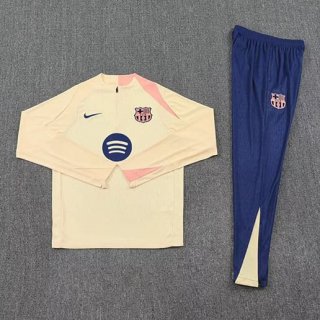 Sweat zippé FC Barcelone Beige+pantalon bleu 2025/2026