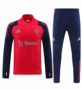 Sweat zippé Manchester United+pantalon rouge bleu 2024/2025