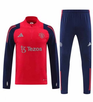 Sweat zippé Manchester United+pantalon rouge bleu 2024/2025