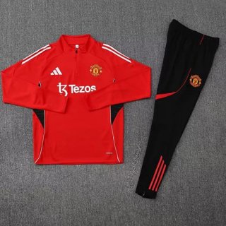 Sweat zippé Manchester United rouge+pantalon noir 2025/2026