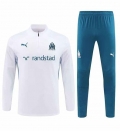 Sweat zippé Marseille+pantalon blanc bleu 2024/2025