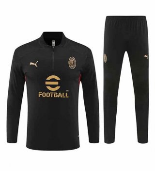 Sweat zippé Milan AC+pantalon noir 2024/2025