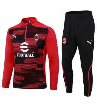 Sweat zippé Milan AC+pantalon rouge noir 2024/2025