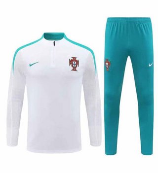 Sweat zippé Portugal+pantalon vert blanc 2024/2025