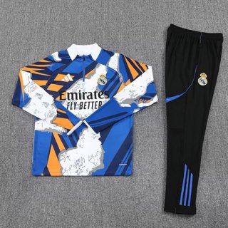 Sweat zippé Real Madrid blanc orange bleu+pantalon 2025/2026