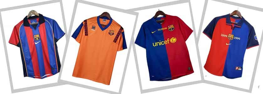 Maillots FC Barcelone rétro vintage